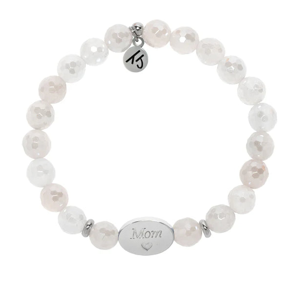 Family Bead Bracelet- Mom with Rose Quartz Sterling Silver Bead