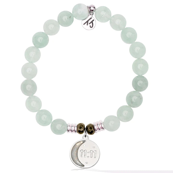 Stone Bracelet with 11:11 Sterling Silver Charm