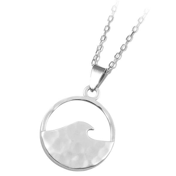 Hammered Wave Sterling Silver Charm Necklace
