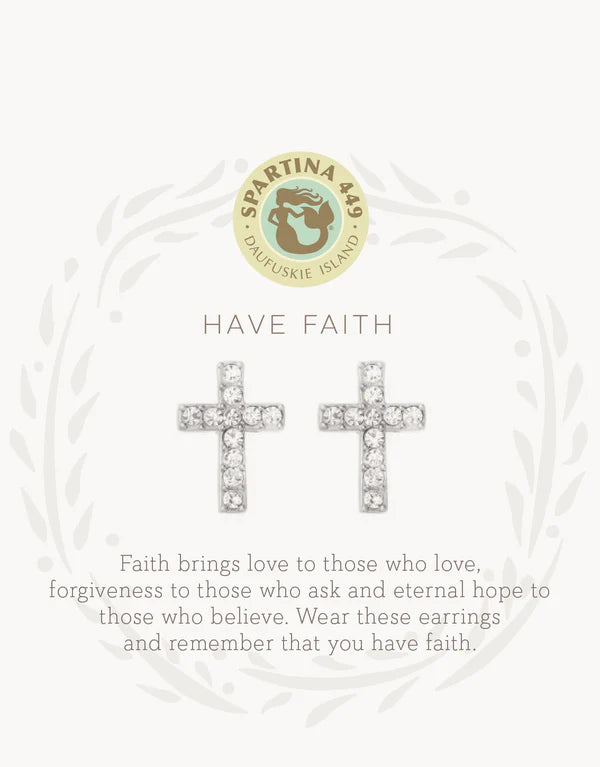Sea La Vie Faith Cross Earrings Sil.
