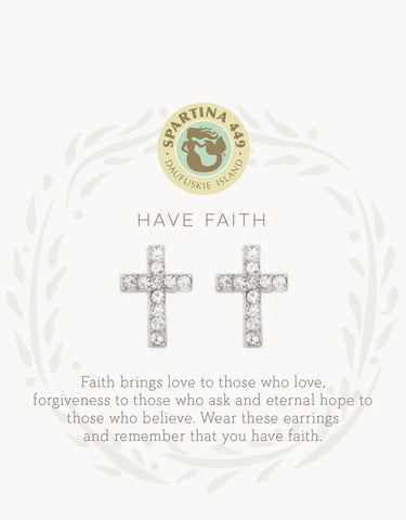 Sea La Vie Faith Cross Earrings Sil.