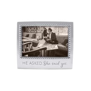 He Asked She Said Yes Beaded Picture Frame 4x6