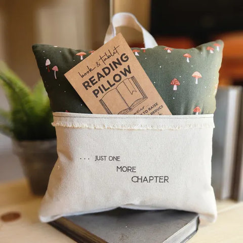 Just One More Chapter Mushroom Print Pillow