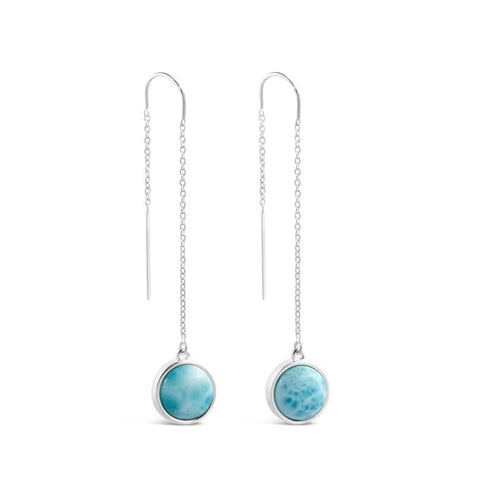 Sandglobe Earrings Long Larimar and Shells from Miami