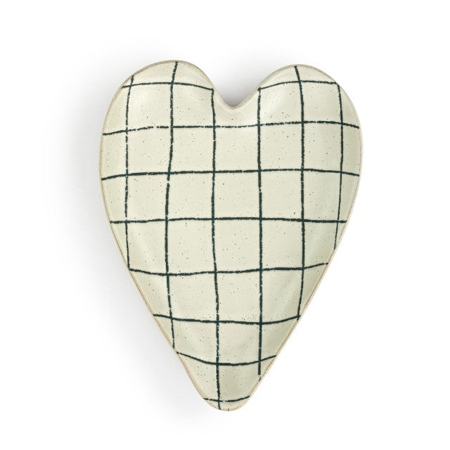 White Blue Plaid Heart Spoon Rest