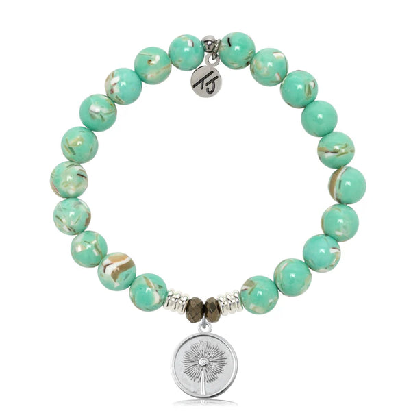 Stone Bracelet with Wish Sterling Silver Charm