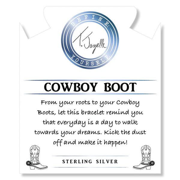 Stone Bracelet with Cowboy Boot Sterling Silver Charm