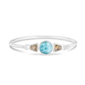 Modern Metal Bracelet Larimar and Sand 6.5"