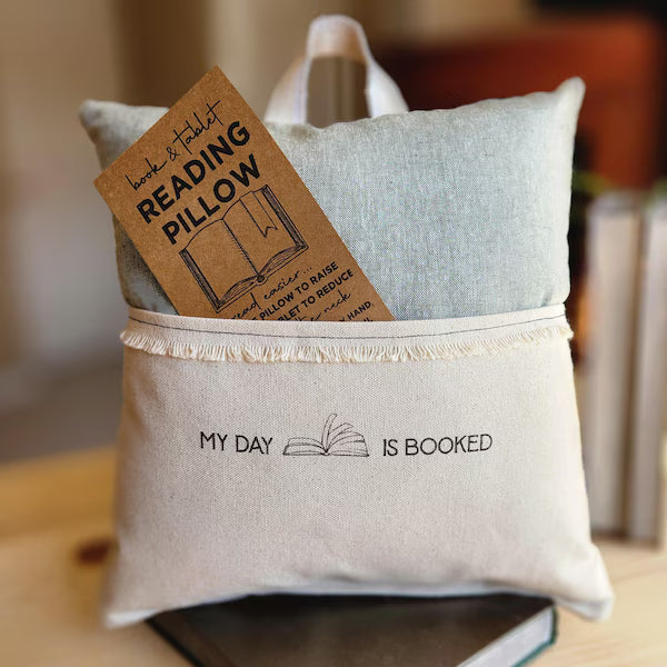 My Day is Booked Green Linen Reading Pillow