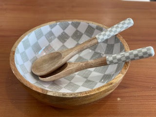 Neutral Check 12" Decorative Bowl