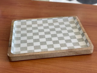 Neutral Check Decorative Tray