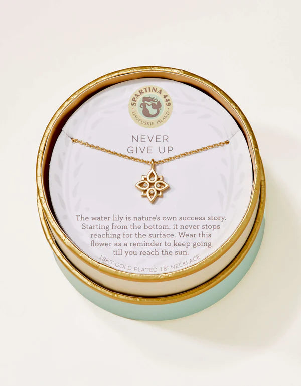Sea La Vie Never Give Up Lotus Necklace sil.