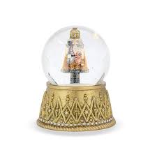 Nutcracker Lit Silver and Gold Snow Globe