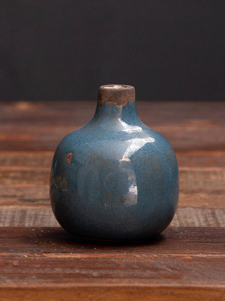 Small Ceramic Vase Gray Blue 3.5"