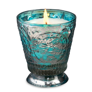 Fleur de Lys Candle Turquoise Tumbler Rain Barrel 8oz