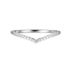 Diamond Chevron Band 0.095CTW Rhodium Sterling Silver Size 7