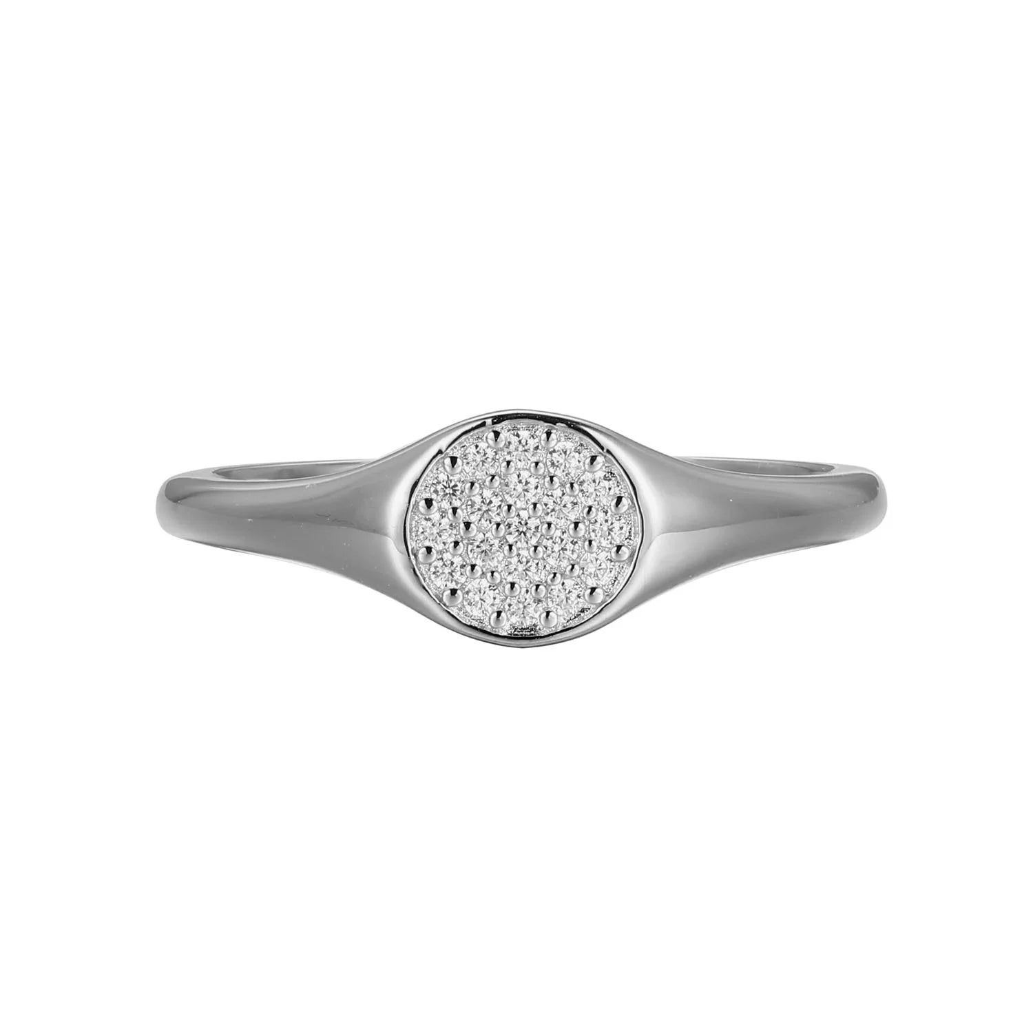 Diamond Round Pave Ring 0.10CTW Rhodium Sterling Silver Size 7