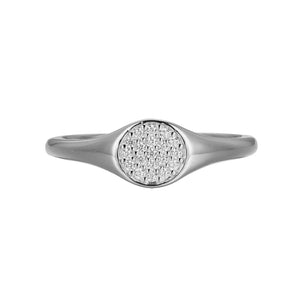 Diamond Round Pave Ring 0.10CTW Rhodium Sterling Silver Size 7