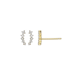 Diamond Climber Post Earrings 0.0540CTW Gold Plated Sterling Silver