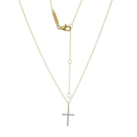 Diamond Cross Pendant Necklace 0.0960CTW Gold Plated Sterling Silver