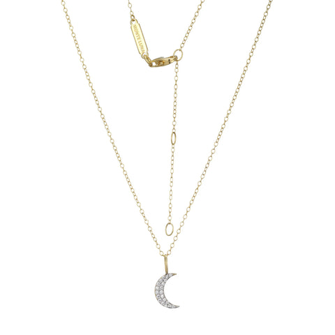 Diamond Crescent Moon Pendant Necklace 0.0920CTW Gold Plated Sterling Silver