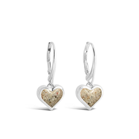 Sand Jewel Leverback Earrings Heart Sterling Silver