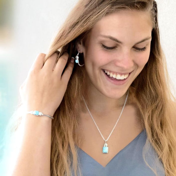 Serenity Necklace Larimar & Old Silver Beach Sand