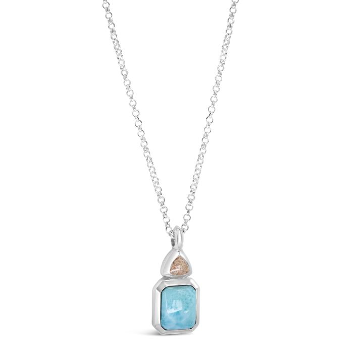 Serenity Necklace Larimar & Old Silver Beach Sand