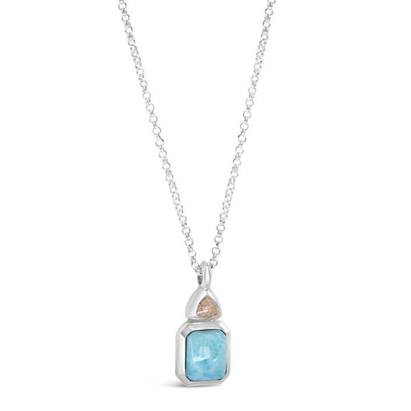 Serenity Necklace Larimar & Old Silver Beach Sand