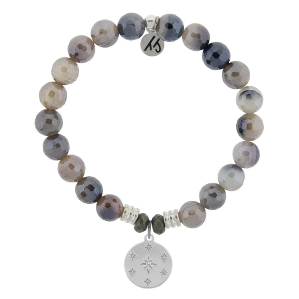 Stone Bracelet with Prayer Sterling Silver Charm