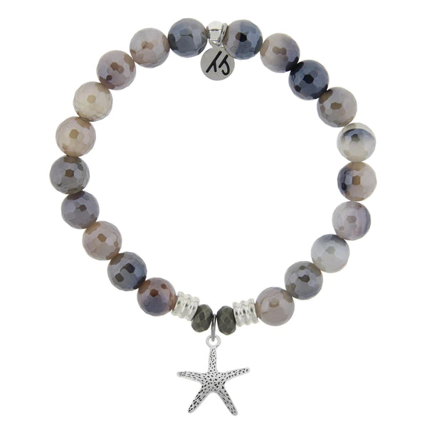 Stone Bracelet with Starfish Sterling Silver Charm