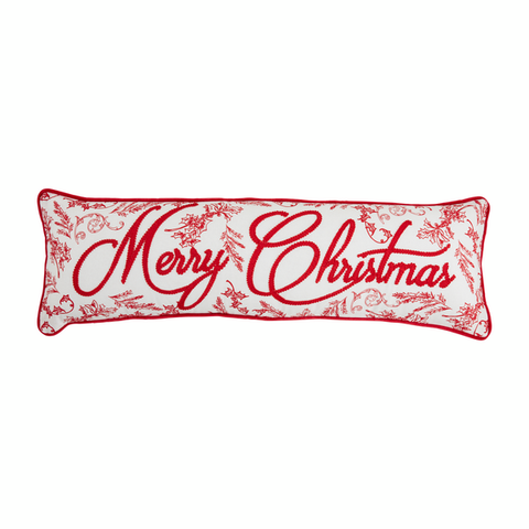 Merry Christmas Toile Pillow 11x35