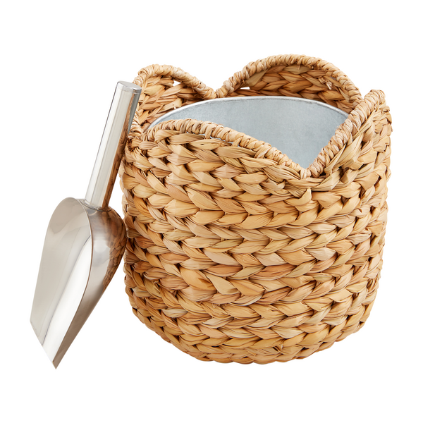 Woven Scallop Seagrass Ice Bucket Set