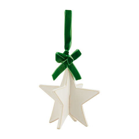 Star Ornament White Stoneware 4"