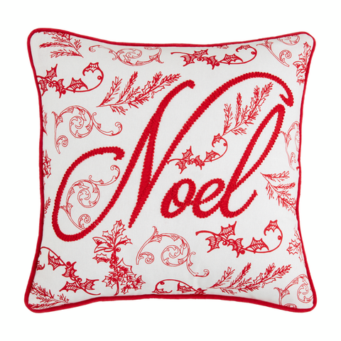 Noel Square Toile Pillow 18x18