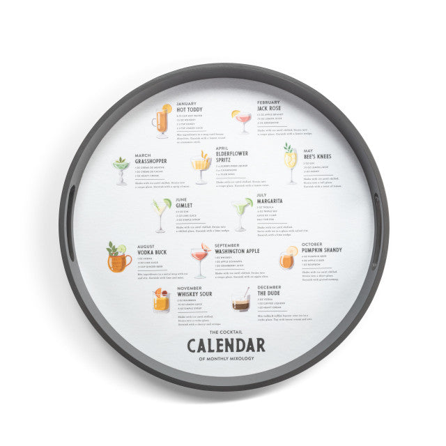 Cocktail Calendar Round Serve Tray