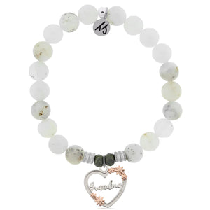 Stone Bracelet with Heart Grandma Sterling Silver Charm