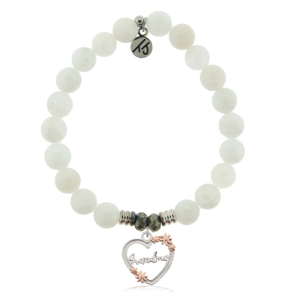 Stone Bracelet with Heart Grandma Sterling Silver Charm