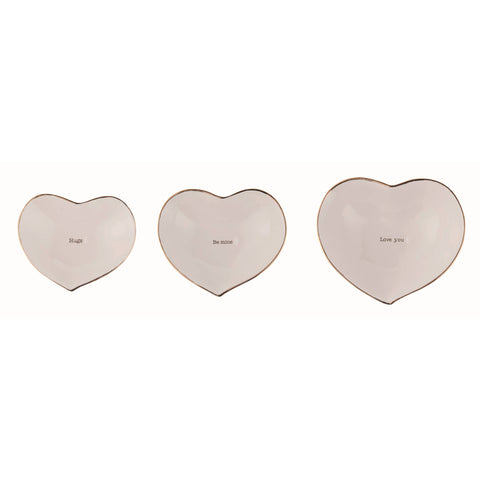 5.75" Off-White Valentines Day Heart Trinket Dish Set of 3