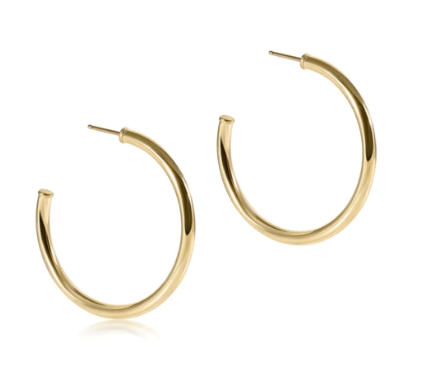 Round Gold 1.5" Post Hoop 3mm Smooth