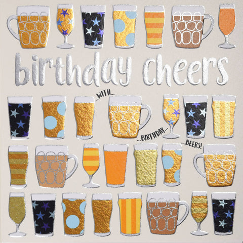 Q1378 - CD262 - Foiled Greeting Cards Birthday Beer