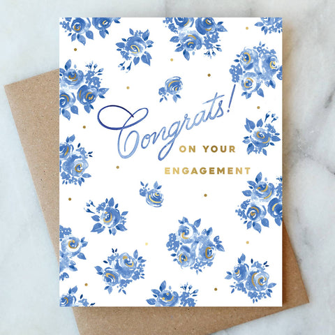 French Blue Engagement Greeting Card