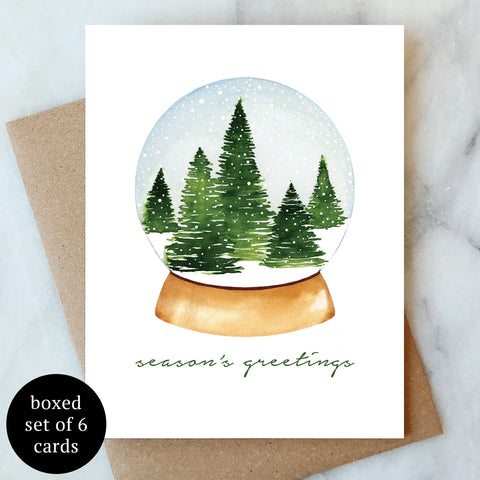 Snow Globe Holiday Greetings Card - Box Set of 6