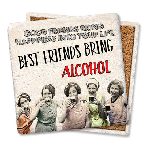 Drink Coaster Good Friends Bring Happiness 4"