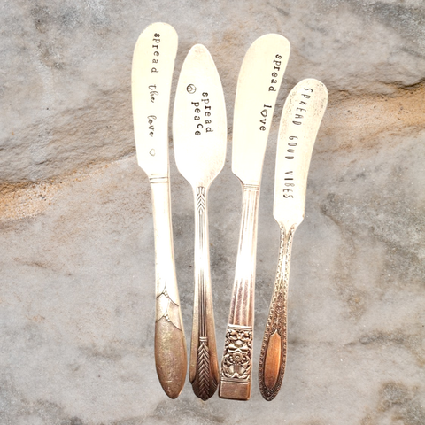 SPREAD LAUGHTER hand stamped charcuterie knife spreader
