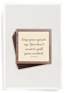 Keep Your Spirits Up Copper & Glass Coasters, Set of 4