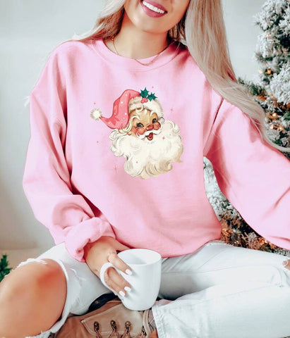 Retro Santa Sweatshirt Pink