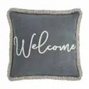 Blue Boucle  Welcome  Pillow