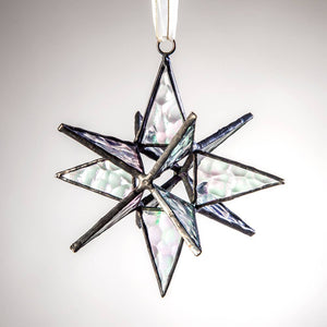 Moravian Star Ornament Clear Iridized Stained Glass