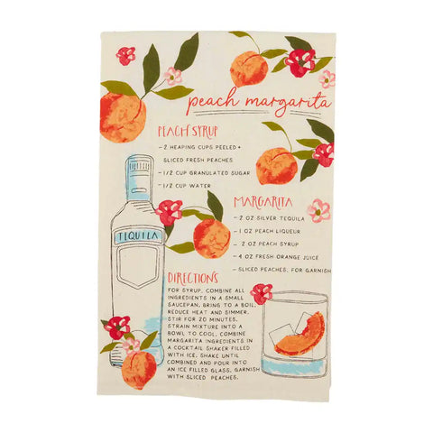 Peach Margarita Recipe Tea Towel